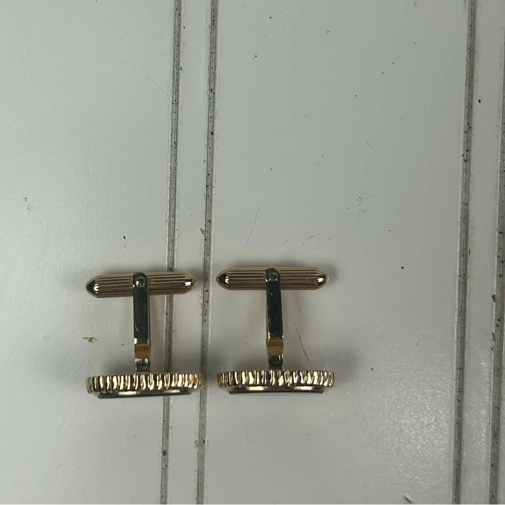Burberry Vintage Gold Equestrian Cufflinks Knight Logo Oval Rare Designer